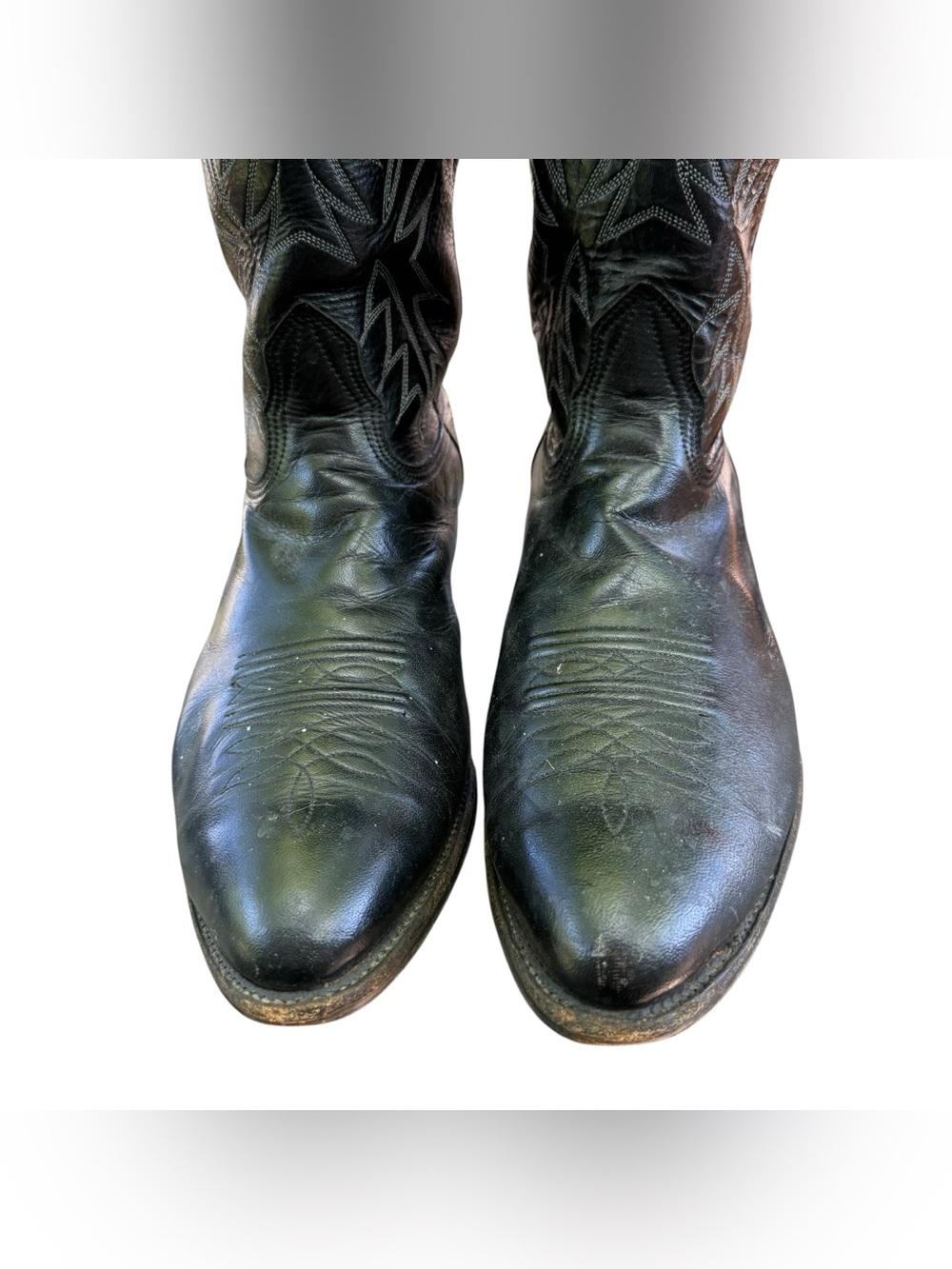 Nocona Mens Black Leather Cowboy Boots Size 13 E Western - Picture 3 of 16